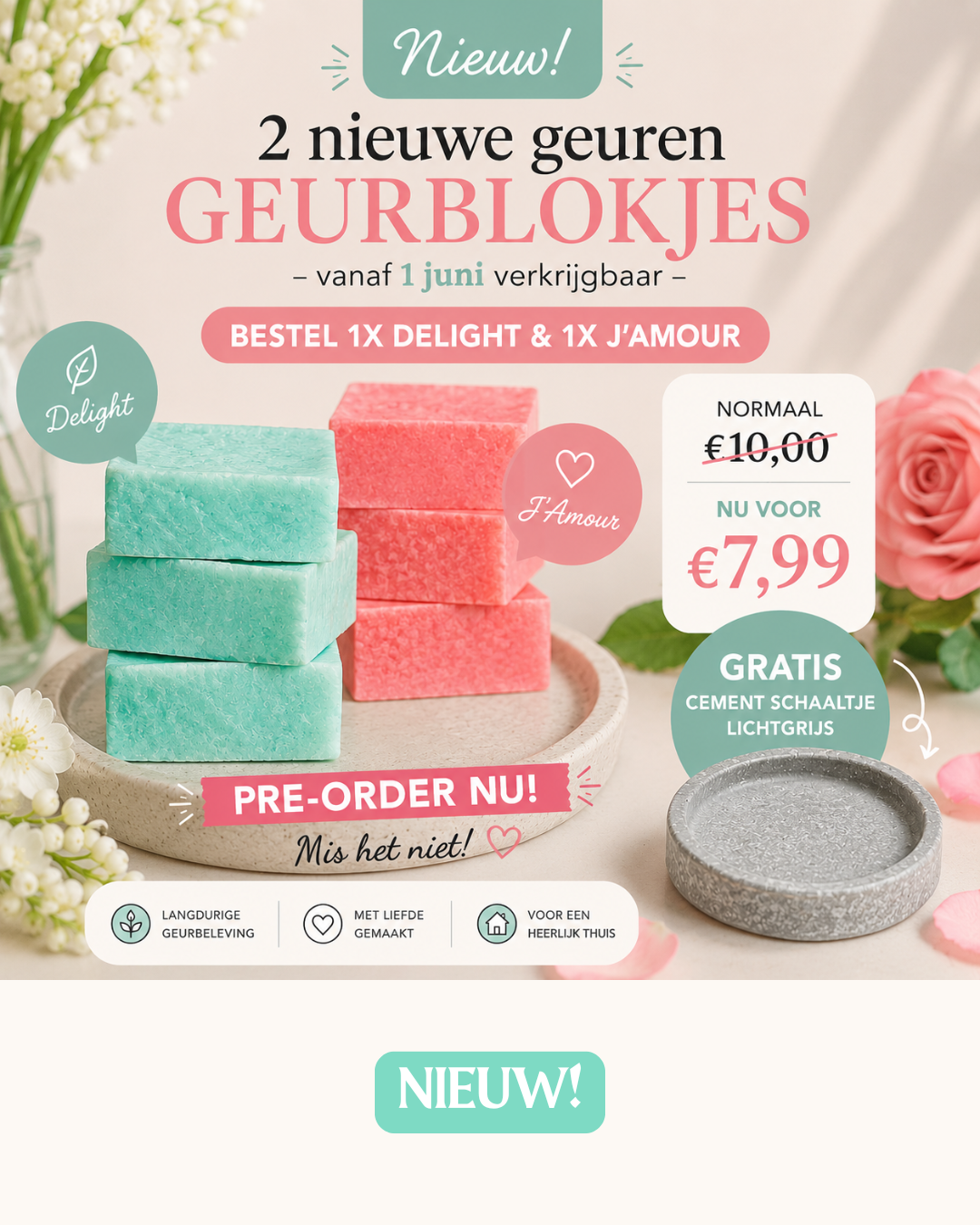 Pre-order Geurblokje J'Amour & Delight + gratis schaaltje!