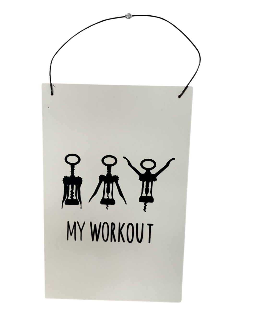 Wandbordje hout '(Wine) Workout'