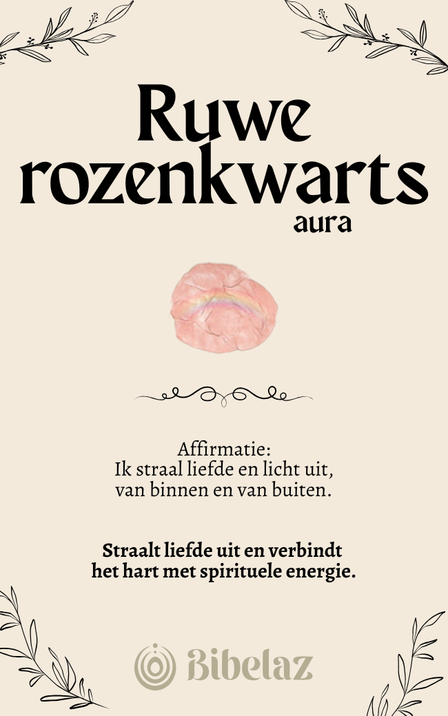 Rozenkwars met aura ruwe steen
