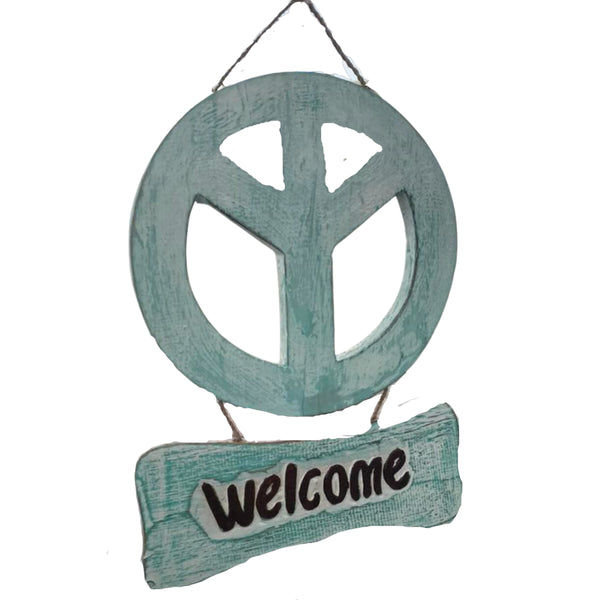 Wandbord Peaceteken welcome
