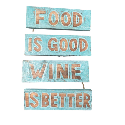 Wandbord Food is good, wine/beer is better