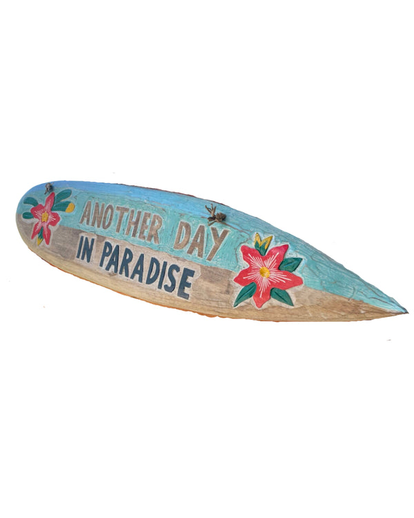 Wandbord Surfplank Another day in paradise (3 varianten)