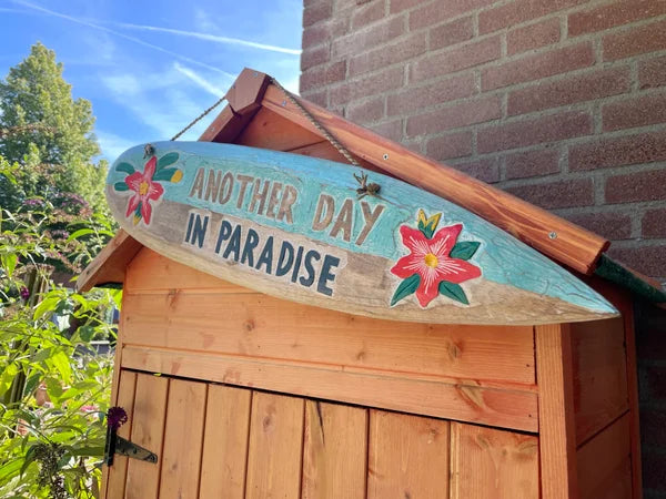 Wandbord Surfplank Another day in paradise (3 varianten)